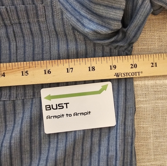 Land's End Size 10 100% Cotton Blue Stripe Tie Waist Belt Dress Dry Cleaned - Picture 11 of 12